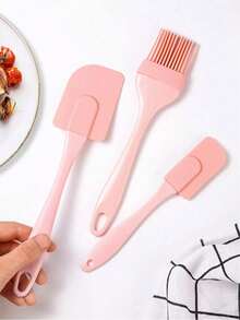 3-Pieces Set Silicone Spatula With Silicone Brush For Baking Cakes - Multicolor - View 1
