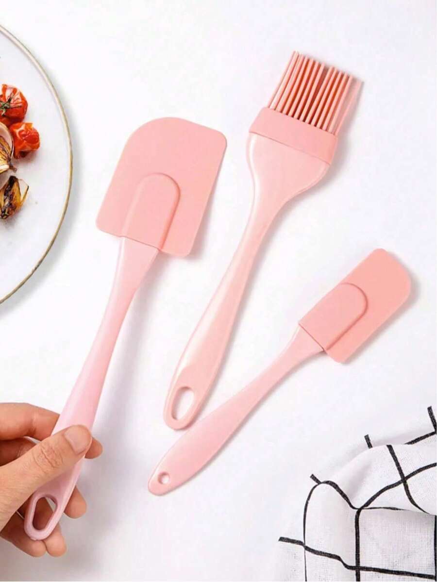 3-Pieces Set Silicone Spatula With Silicone Brush For Baking Cakes - Multicolor - View 1
