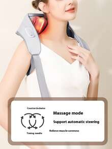 HYUNDAI Massage Shawl Shoulder& Neck Massager With Heat Rechargable Vibrating Trapezius Muscle Massage Device Simulates Human Hand Massage For The Shoulders, Neck, And Trapezius Muscles - Light Grey - View 5