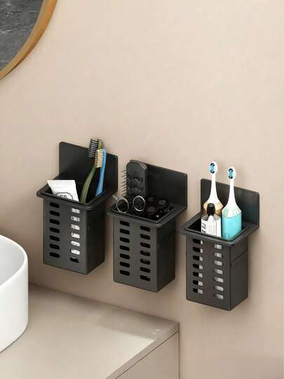 1/2pcs No-Installation Plastic Wall-Mounted Clothes Drying Rack, Toothbrush Holder, Cosmetic Storage Box, Chopstick Holder, Pen Holder, Multi-Function Kitchen Basket, Kitchen Accessories, Kitchen Storage, Kitchen Essentials, Bathroom Accessories, Bathroom Storage, Home Decor, Home Organization, Storage & Organization, Easter Decor, Valentine's Day