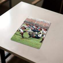 2D Flat, One Piece Retro Olive Ball Game Metal Wall Decoration - White And Blue Nostalgic Sports Decor, Suitable For Men's Cave, Game Room, Sports Bar, Office - Pre-Drilled For Easy Hanging - No Electricity Required - Perfect Olive Ball Fan Gift (20x 30cm 8x12inch ), Classic Design Artwork - Multiple - View 8