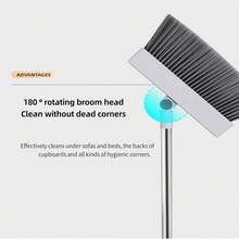 Broom And Dustpan, 4-In-1 Broom With Dustpan Combo Set Foldable And Rotating And Set With Long Handle For Home Office School Dorm - 四合一[隱藏式刮刀]掃把套裝白色 - 查看 6