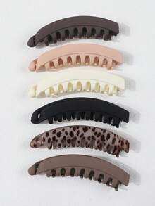 Large Matte Simple Banana Hair Clip, Non-Slip Ponytail Vertical Clip Hair Accessory For Women With Thick Hair, Claw Clips, Hair Barrettes, Hair Accessories For Women, Head Accesssories - Multicolor - View 13