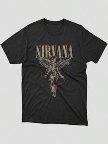 Grayce Nirvanas™ In Utero Angel Splatter T Shirt  By Nirvanas™ Splatter (USAlpha Summer Outfits  Clothes Men Funny  T Shirt Vintage Shirts Graphic Tees Casual Outing Outfits  Printed & Shipped In USA - 黑色 - 查看 1