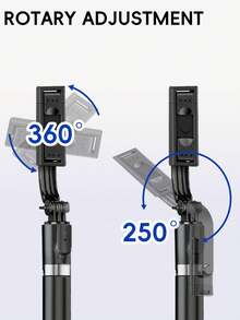 1.7m Bluetooth Remote Control Selfie Stick With Phone Holder, LED Light Design. Portable Tripod Handheld/Tabletop Selfie Stick, 360° Rotation, Anti-Shake, Foldable. - one-size - View 6