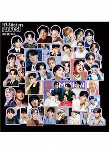 124张/92张/40张防水贴纸组合装，装饰拼贴潮流套装，支持贴纸收藏，照片卡片工艺套装 - 粉丝自制剪贴簿套装，K-POP生日礼物，带展示盒的交易卡片，书签套装，情人节礼物 - 彩色 - 查看 20