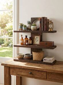 Cirelle 1 kệ nước hoa bằng gỗ cổ điển, kệ trưng bày mỹ phẩm nhiều lớp bằng gỗ nguyên khối cổ điển - màu nâu - Xem 3