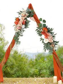 2件装人造万寿菊花拱门装饰，适用于婚礼仪式入口、派对庆典、生日活动、家居装饰等多种场合（万寿菊色） - 彩色 - 查看 2