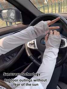 1 Pair Nylon Sun Protection Arm Sleeves, Outdoor Cycling UV Protection Ice Silk Arm Sleeves, Summer - Thumb Style - View 3