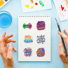 Aesthetic Mindful Mottos Sticker Collection - Vibrant Handwritten & Typographic "Not Reactive, Intentional" Decals For Water Bottle, Planner & Personal Stationery - Multicolor - View 5