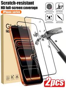 2pcs High-Definition Tempered Glass Screen Protector, Compatible With IPhone 17, 17 Pro, 17 Pro Max, 17 Air, 16, 15, 14, 13, 12, 11, XR, XS, XS Max, Anti-Explosion, Anti-Fall, Anti-Scratch, Waterproof, Smartphone Tempered Glass Film - Clear - View 30