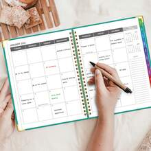 Trees 2026 Appointment Book With Monthly Tabs, A4 Minimalist Daily Planning Journal Notebook With Calendar View, Daily Arrangements & Reminders For Office Supplies School Essentials - Green - View 2