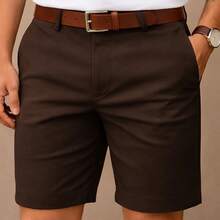 Men's Bermuda Shorts In Twill, Smart Casual, Premium Tailoring - Rỉ Nâu - Xem 2