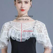 1pc Lace Shawl Sheer Scarf Cover Up Cover Up, White/Black Sleeveless Cover Up - Multicolor - View 3