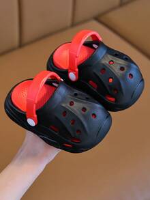 儿童透气凉鞋，男女学生软底舒适家居拖鞋 - 黑色 - 查看 12