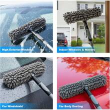 2-In-1 Window Cleaner Squeegee With Extendable Telescopic Pole – No Ladder Needed For High Windows, Glass & Car Windshield (Blue) - Grey - View 3