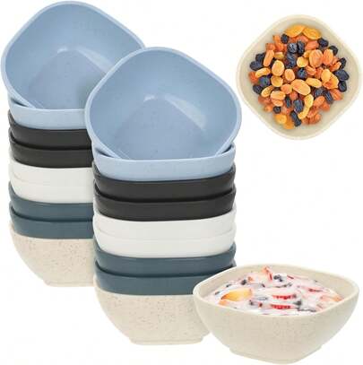 Paquete de 20 cuencos pequeños, platos de salsa de soja con paja de trigo de 4.5 onzas, cuencos de postre irrompibles, tazas de salsa para sumergir, mini cuencos de preparación,