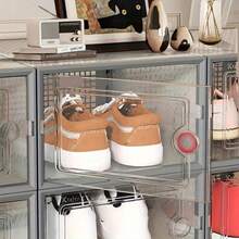 6/24Pcs Large Shoe Organizers Storage Boxes For Closet, Clear Plastic Stackable Storage Bins With Lids, Under Bed Shoe Containers For Entryway, Drop Front, Fit Up To Women's Size 10 - 混合色 - 查看 10