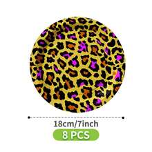 Purple Brown Leopard Spot Disposable Plates, Napkins, Cups, 8 Guests Party Supplies Set, Disposable Paper Plates Suitable For Birthday, Wedding, Theme Party, Family Picnic - Multicolor - View 6