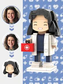 1pc Customized Brick Figure Over 300 Pieces, Personalized Full Body Brick Figure 1-2 People (Over 500 Pieces), Customized Brick Couple Figure, Customized Square Face Brick Head, Customized Full Body Brick Figure 2 People, Brick Figure Customized Gift For Adults 14+ Years Old, Customized Brick Figure, Personalized Mini Building Block Set - Style 2 - View 4