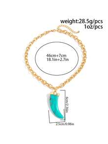 1件波西米亚几何链条夸张牙齿吊坠项链，奢华魅力，适合婚礼、派对、海滩、休闲、街头风格，女士情侣礼物，节日、生日礼物，百搭之选 - 項鍊 - 查看 8