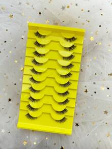 10 Pairs Half Lashes Clear Stems Cat Eye Look False Eyelashes Natural Fluffy Tail Elongated Faux Mink Lashes Reusable Clear Band Fake Eyelashes Makeup Tools Extension Fake Lashes Individual Lash Cluster Eyelashes - Natural Short Lashes - View 3