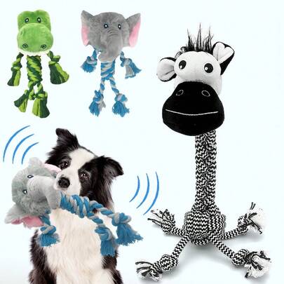 Animal-Shaped Plush Rope Knot Toys, Durable Chew Ropes, Dog Rope Toys, Suitable For Medium And Large Dogs, Tough Dog Chew Toys, Rope Knot Tug Toys, For Teeth Cleaning, Tug-Of-War, Beneficial To Dogs' Mental Health, Dental Health And Teeth Cleaning.