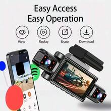 2026 New 4 Lens Dash Cam, Front 1080P FHD & Three 720P Cameras, 360° Rotatable Lens, WiFi To Phone, Loop/Reversing Recording, 24H Parking Monitor With G-Sensor - Four -way display - View 3