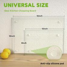 Tempered Glass Cutting Board For Kitchen, Glass Chopping Board For Countertop, Clear Cutting Board With Rubber Feet, Shatter-Resistant, Heat Resistant, Easy To Clean (2PCS - 12\X16\ & 12\X8\) - 2件套裝 - 12英寸x16英寸和12英寸x8英寸 - 查看 3