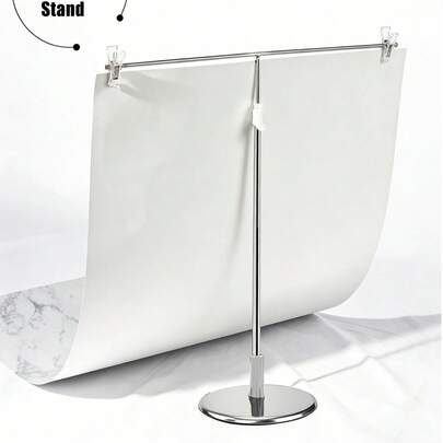 1 suport multifuncțional pentru postere din oțel inoxidabil, extensibil. Ușor de instalat, design anti-vibrații, cu clemă din cristal. Potrivit pentru etichete de preț, bannere și semne de nuntă. Potrivit pentru accesorii fotografice în biroul de acasă, studio și evenimente din magazine.