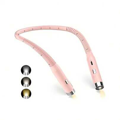 ضوء قراءة للرقبة بتقنية LED، ضوء كتاب للقراءة في السرير - رعاية العين 3 ألوان، قابل للتعتيم، ذراع قابل للثني، مدة تشغيل تزيد عن 80 ساعة، تصميم دائري للرقبة، مريح وخفيف الوزن للأشغال اليدوية والتريكو