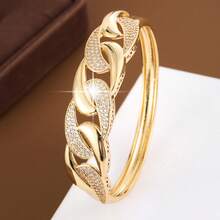 1件个性化宽链设计立方氧化锆镶嵌女士时尚手链 - 彩色 - 查看 7