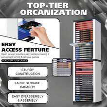 Game Disc Storage Shelf Holder - Holds 36pcs Discs Foldable Game Box Rack - Black and White - View 7