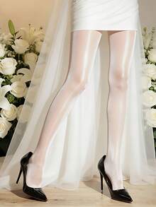 Hochzeitskleid Strumpfhose - Unsichtbar hochglänzend weiß zum Tragen unter dem Kleid, glättet und belebt für einen perfekten Braut-Look - Weiss - Übersicht 9