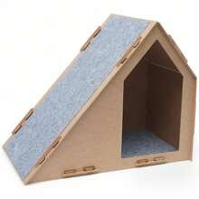 Casinha de Gato com Rampa Arranhador Com Rampa em MDF – Ideal para Afiação das Garras e Descanso - Cinza - Visão 2