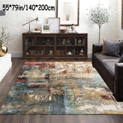 Alfombra vintage bohemia abstracta, alfombra de terciopelo de poliéster con patrón de diamantes dorados, con respaldo antideslizante, lavable a máquina, alfombra decorativa para el hogar, alfombra de densidad media-alta de 800g/m²| Alfombra, alfombra, alfombra para el hogar, alfombra decorativa, alfombra de área, alfombra con patrón abstracto, alfombra de estilo vintage, alfombra de estilo bohemio, alfombra vintage de lujo, alfombra vintage moderna, alfombra de arte