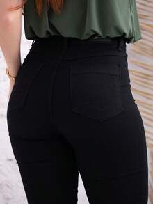 Calça Preta Feminina Sawary Jeans Original Cintura Alta Lycra Elastano Confortável Bonita Premium - Preto - Visão 8