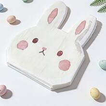 20pcs Cute Rabbit Shaped Disposable Paper Napkins, Celebrate Easter! Each Napkin Is Cut Into An Adorable Rabbit Head Shape, With A Sweet Expression And Pink Inner Ears, Creating An Imaginative And Festive Tabletop Setting. - YX066 - View 9