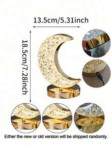 三色可调光月亮星星夜灯，水晶触控可调节床头灯，卧室、书桌、客厅家居装饰 - 彩色 - 查看 15