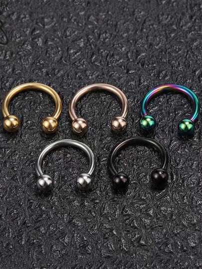 2 piezas/5 piezas Anillos de nariz de aro de acero inoxidable | Anillos de nariz de acero inoxidable grado implante 316L | Pendientes de herradura de rosca interna redondos aptos para perforaciones de nariz, labio, oreja, ceja