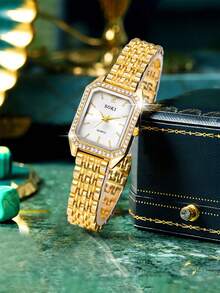 SOKI SOKI 1块女士时尚休闲方形石英表，适合日常佩戴、生日礼物、派对、节日聚会，是送给自己或朋友的理想礼物。不含包装。 - 均碼 - 查看 16