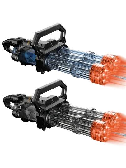 1PC Dual-Barrel Gatling Electric Water Gun Dual-Barrel High-Pressure Jet Water Gun With Rotating Barrels Automatic Burst-Fire Water Gun Children's Water Activity Prop Fun Toy For Pool Battles, Parent-Child Interaction, Summer Parties, And Camping Adventures