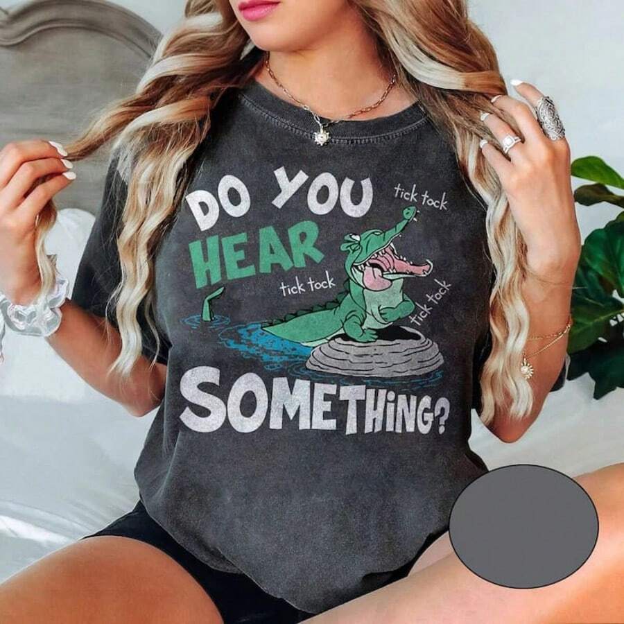 Retro  Peter Pan Tick-Tock The Crocodile Shirt, Crocodile Do You Hear Something T-Shirt, Walt  World, Disneyland Vacation - 黑色 - 查看 1