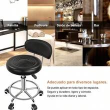 Adjustable Height Desk Chair with Soft Cushioned Backrest - Ergonomic Office & Home Computer Chair, Durable Plastic Frame,Ideal for Dorms & Study Spaces, Dorm Room Furniture, Modern Seating Option, Comfortable Seating Taburete de Trabajo Móvil con Respaldo – Altura Ajustable y Reposapiés, Diseño Funcional y Moderno - Blanco - Ver 12