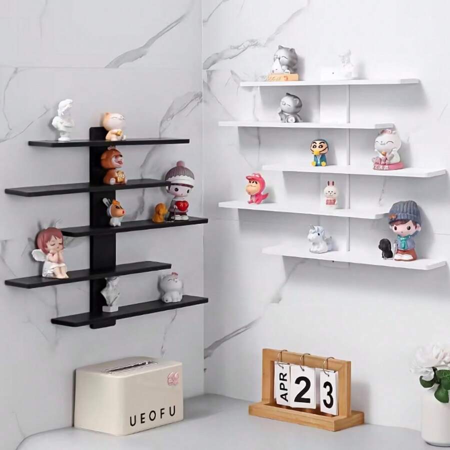 5-Tier Floating Wall Mounted Shelves - Trinket Shelf,Decor & Display Storage For Anime Figurines, Dolls, Green Plants & Statues Ideal For Bedroom & Living Room & Study Room, Kids Room - Màu hỗn hợp - Xem 1