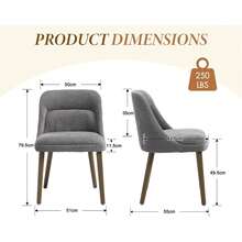 Chairus 2PCS Retro Chenille Dining Chairs With Wooden Legs - Grey - View 4