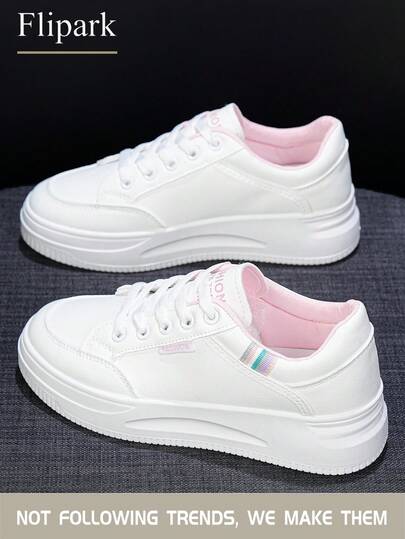 Flipark 1 par de zapatos deportivos casuales blancos, versátiles y ligeros, adecuados para estudiantes salir.