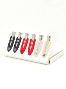 CHANEL Set de 6 pinzas para el cabello, pinzas de pato en rojo/blanco/negro, pinzas invisibles, pinzas para el flequillo, pinzas de garra, mini pinzas para el cabello, pinzas laterales, accesorios para el cabello - Pinza para el pelo roja, blanca y negra - Ver 6