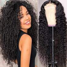 200% 密度蓬松卷发 13x4 13x6 4x4 5x5 透明蕾丝前置波波头假发，预先拔毛，预先漂白发结，深卷曲，无胶预剪，4*4 5*5 高清蕾丝前置假发，即戴即走，耐热纤维合成混纺人发，带婴儿发，自然黑色，预剪蕾丝适用于 4x4 5x5（6 英寸精灵短款杰瑞卷发 13x1 蕾丝前置假发，150% 密度） - 自然色&黑色系 - 查看 10
