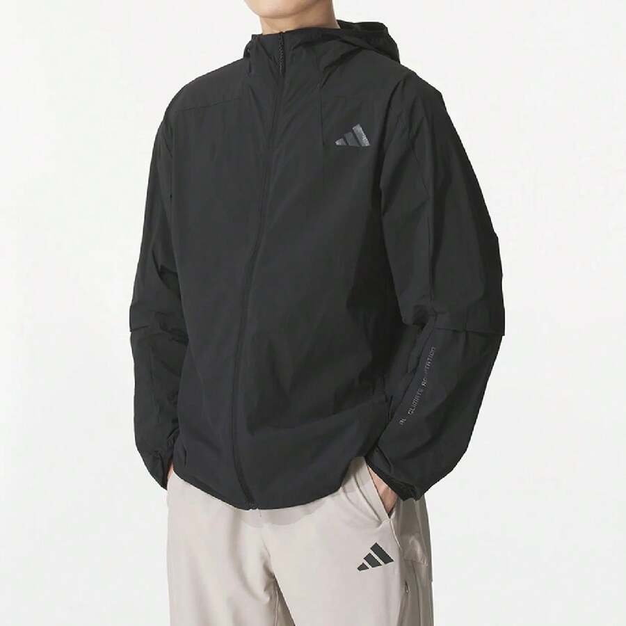 adidas MODERN TECH LIGHTWEIGHT JACKET 涼感運動休閒連帽拉鍊夾克 男款 - 黑色 - 查看 1